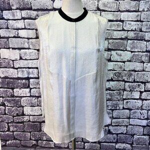 Calvin Klein Jeans Beige & Black Button Down Blouse Size XL